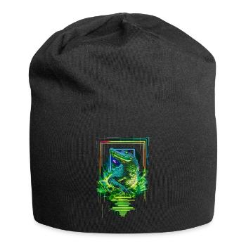Alligator Krokodil Reptil Raubtier Neon Bunt Kunst - Jersey-Beanie - Schwarz - Vorne