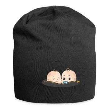 Twins Baby Pacifier Gift Baby Belly - Jersey Beanie - black - Front