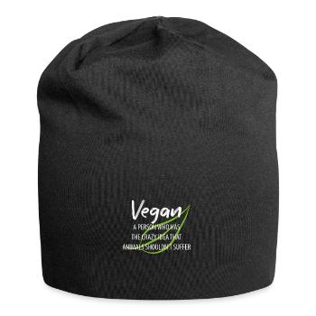 Vegan Veganer Tierschutz Vegetarier Vegetarisch - Jersey-Beanie - Schwarz - Vorne