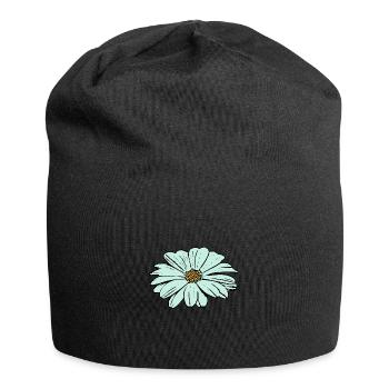 Flower, light blue, blue flower - Jersey Beanie - black - Front