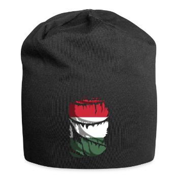 Flagge Ungarns, zerbrochener oder zerrissener Stoffeffekt - Jersey-Beanie - Schwarz - Vorne