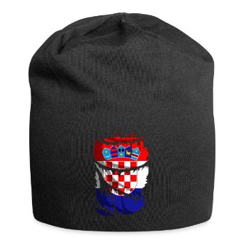 Flagge Kroatiens, zerbrochener oder zerrissener Stoffeffekt - Jersey-Beanie - Schwarz - Vorne