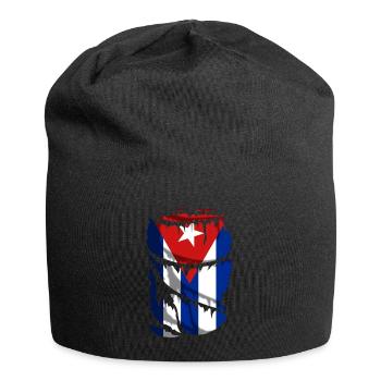 Flag of Cuba, broken fabric effect - Jersey Beanie - black - Front
