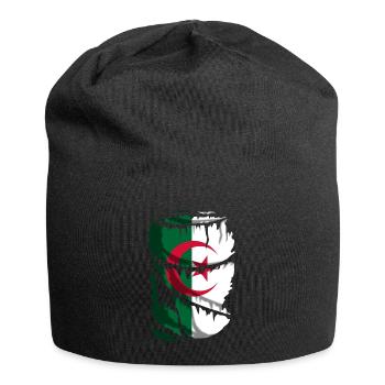 Flag of Algeria, with a broken fabric effect - Jersey Beanie - black - Front