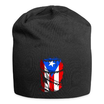 Flagge von Puerto Rico, Broken Fabric Effekt - Jersey-Beanie - Schwarz - Vorne