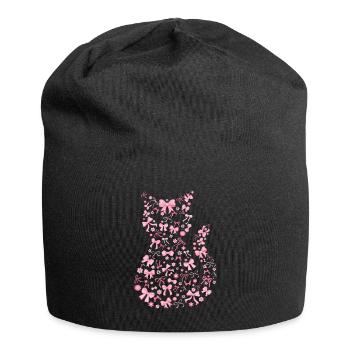 Süße rosa Katze Flirty Schleife Geschenk - Jersey-Beanie - Schwarz - Vorne