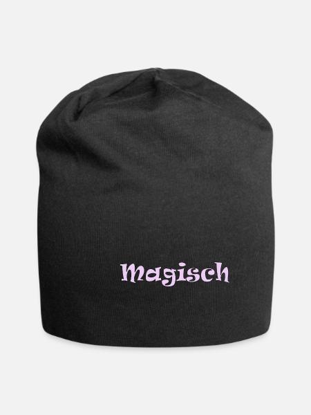 Magisch pinker Schriftzug - Jersey-Beanie - Schwarz