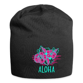 Aloha Hibiskus Floral Hawaii Cadeau surfeur kona - Bonnet en jersey - noir - Devant