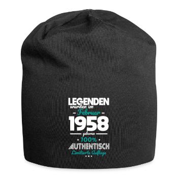 65. Geburtstag - Legenden wurden im Februar 1958 - Jersey-Beanie - Schwarz - Vorne