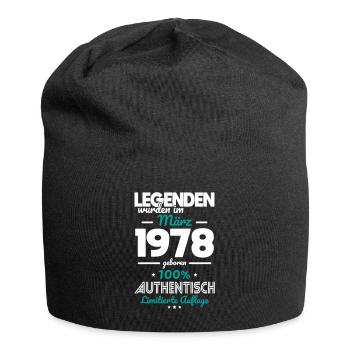 45. Geburtstag - Legenden wurden im März 1978 - Jersey-Beanie - Schwarz - Vorne