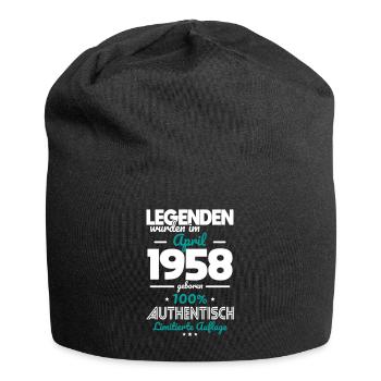 65. Geburtstag - Legenden wurden im April 1958 - Jersey-Beanie - Schwarz - Vorne