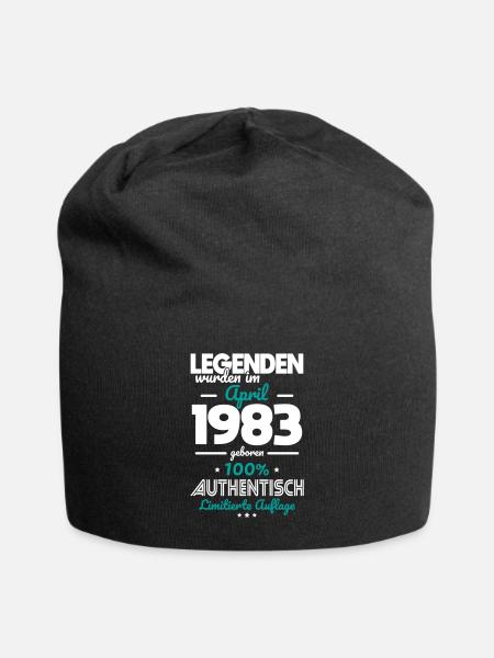 40. Geburtstag - Legenden wurden im April 1983 - Jersey-Beanie - Schwarz
