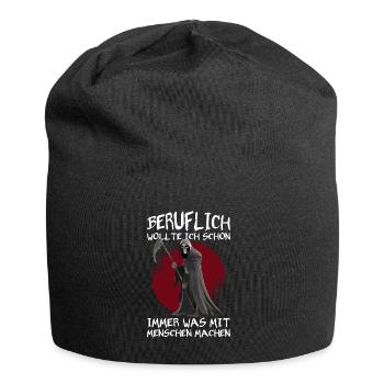 Beruflich wollte ich Menschen machen Sensenmann - Jersey-Beanie - Schwarz - Vorne