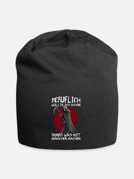 Beruflich wollte ich Menschen machen Sensenmann - Jersey-Beanie - Schwarz