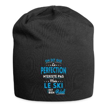 La Perfection n'existe pas le Ski est bien Réel - Bonnet en jersey - noir - Devant