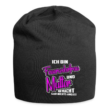 Feuerwehrfrau Mutter Keine Angst - Jersey-Beanie - Schwarz - Vorne