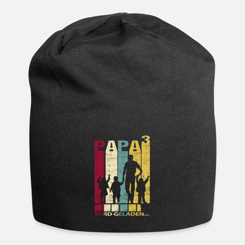 Papa Vater von 3 Kinder Drillinge Söhnen Mädchen - Jersey-Beanie - Schwarz