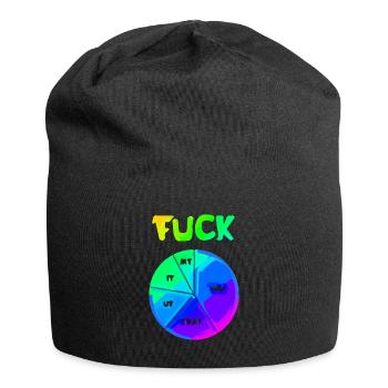 FUCK YOU | ME | THIS | EVERYTHING - Jersey-Beanie - Schwarz - Vorne