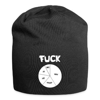 FUCK YOU | ME | THIS | EVERYTHING - Jersey-Beanie - Schwarz - Vorne