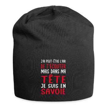 Dans ma tête je suis en Savoie - Cadeau humour - Bonnet en jersey - noir - Devant