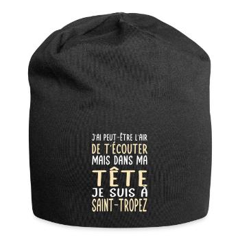 Dans ma tête je suis à Saint-Tropez - Bonnet en jersey - noir - Devant