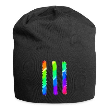 Lignes | Lignes ondulées | symboles | Modèle - Bonnet en jersey - noir - Devant