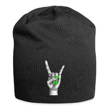Heavy Metal Hand grüne Nägel - Jersey-Beanie - Schwarz - Vorne