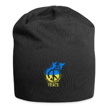 paix, ukraine, paix, drapeau, paix, sourd - Bonnet en jersey - noir - Devant