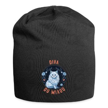Porträt der Angorakatze: Diva des Miaus - Jersey-Beanie - Schwarz - Vorne
