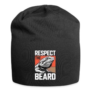 Respect the Beard! Bearded Dragon Reptile Terraristics - Jersey Beanie - black - Front