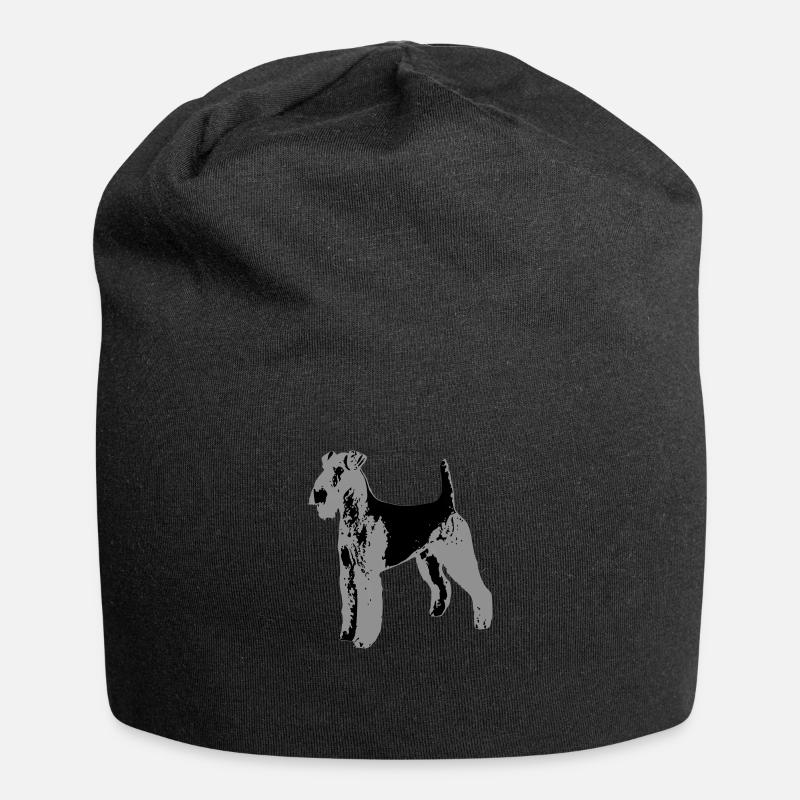 Airedale Terrier graustufen - Jersey-Beanie - Schwarz