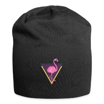 Tropical Flamingo Triangle | 80s Style - Jersey-Beanie - Schwarz - Vorne