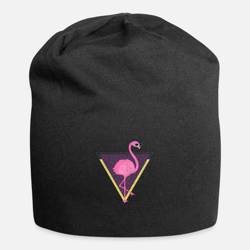 Tropical Flamingo Triangle | 80s Style - Jersey-Beanie - Schwarz
