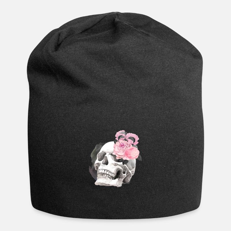 Nuit fleurs gothique goth crâne mort crâne punk - Bonnet en jersey - noir