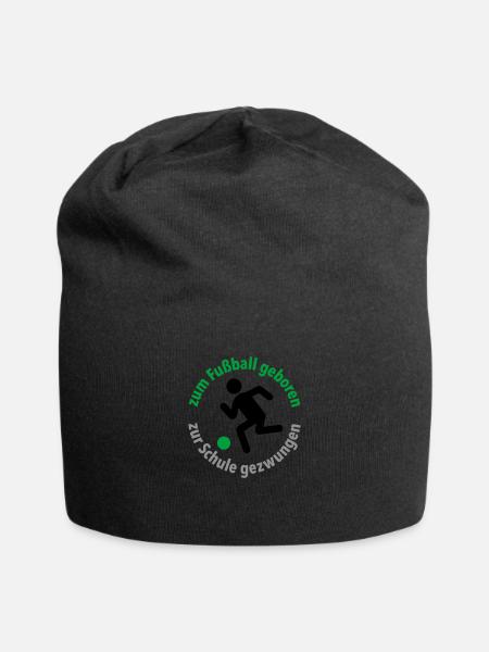 zum Fußball geboren, zur Schule gezwungen Torjäger - Jersey-Beanie - Schwarz