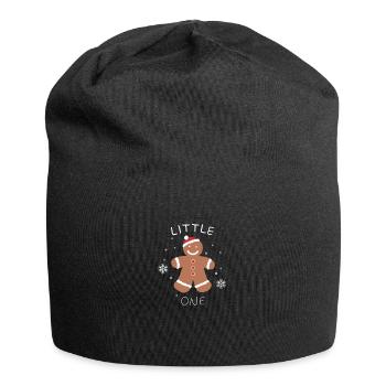 Lebkuchenmann mit Weihnachtsmütze - Jersey-Beanie - Schwarz - Vorne