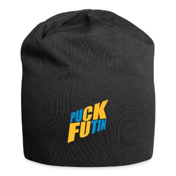 puck futin logo design - Jersey Beanie - black - Front