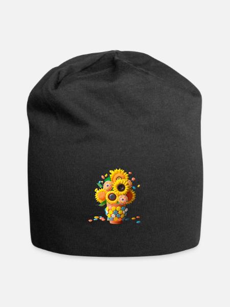 Der Strauß Sonnenblumen - Jersey-Beanie - Schwarz
