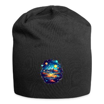 The view into an alien solar system with planets - Jersey Beanie - black - Front