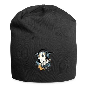 Jay, der audiophile Hund - Jersey-Beanie - Schwarz - Vorne
