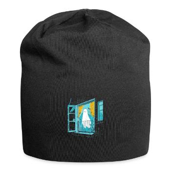 Fantôme effrayant dans la fenêtre, boo dans la fenêtre - Bonnet en jersey - noir - Devant
