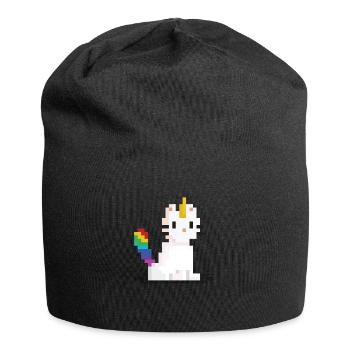 Chat licorne Pixel - Bonnet en jersey - noir - Devant