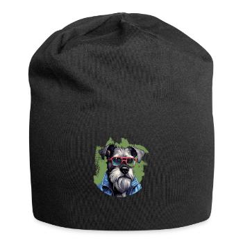 Streetwear Whiskers: miniature schnauzer style - Jersey Beanie - black - Front