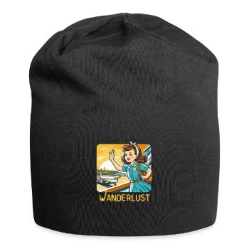 Wanderlust Vintage Illustration - Jersey-Beanie - Schwarz - Vorne