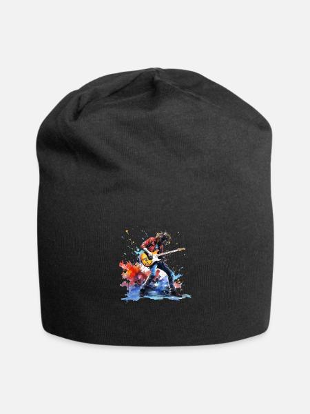E-Gitarre, Gitarre Geschenk Musiker Gitarrenspiele - Jersey-Beanie - Schwarz
