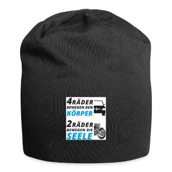 Motorradfahrer Spruch "2 Räder bewegen die Seele" - Jersey-Beanie - Schwarz - Vorne