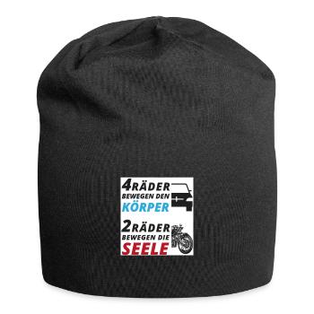 Motorradfahrer Spruch "2 Räder bewegen die Seele" - Jersey-Beanie - Schwarz - Vorne