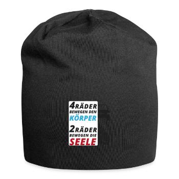 Motorradfahrer Spruch "2 Räder bewegen die Seele" - Jersey-Beanie - Schwarz - Vorne
