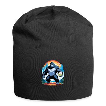 Gorilla mit Goldkette - Jersey-Beanie - Schwarz - Vorne