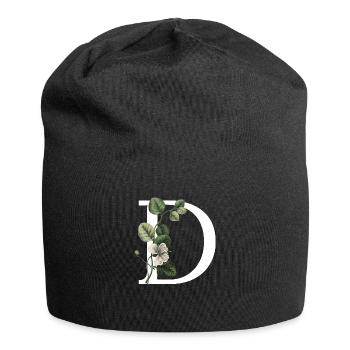 Green Botanical Letter - Jersey Beanie - black - Front